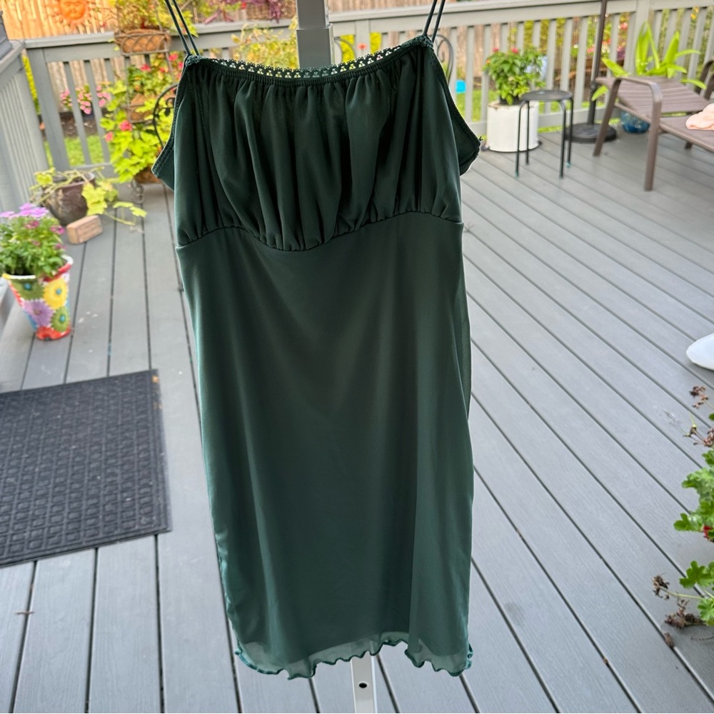 Fern green spaghetti strap dress summer fall autumn fairy woodland